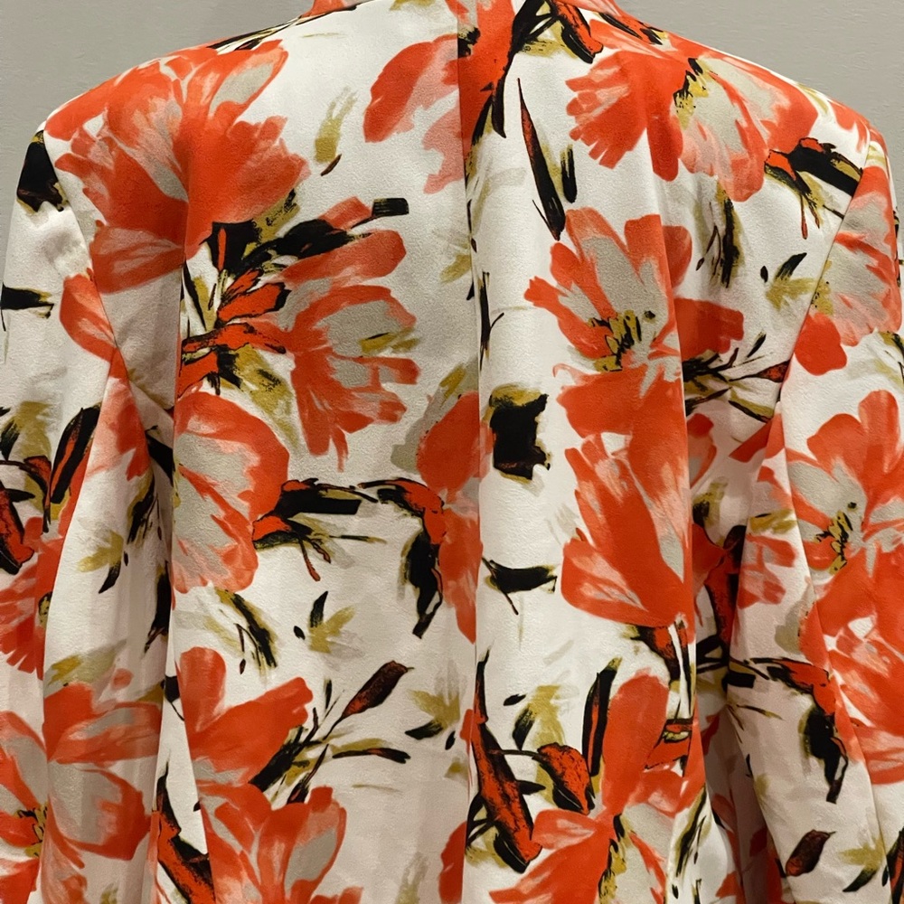 Kasper 18W Floral Patterned Blazer with Pockets and Shoulder Pads - Picture 5 of 8